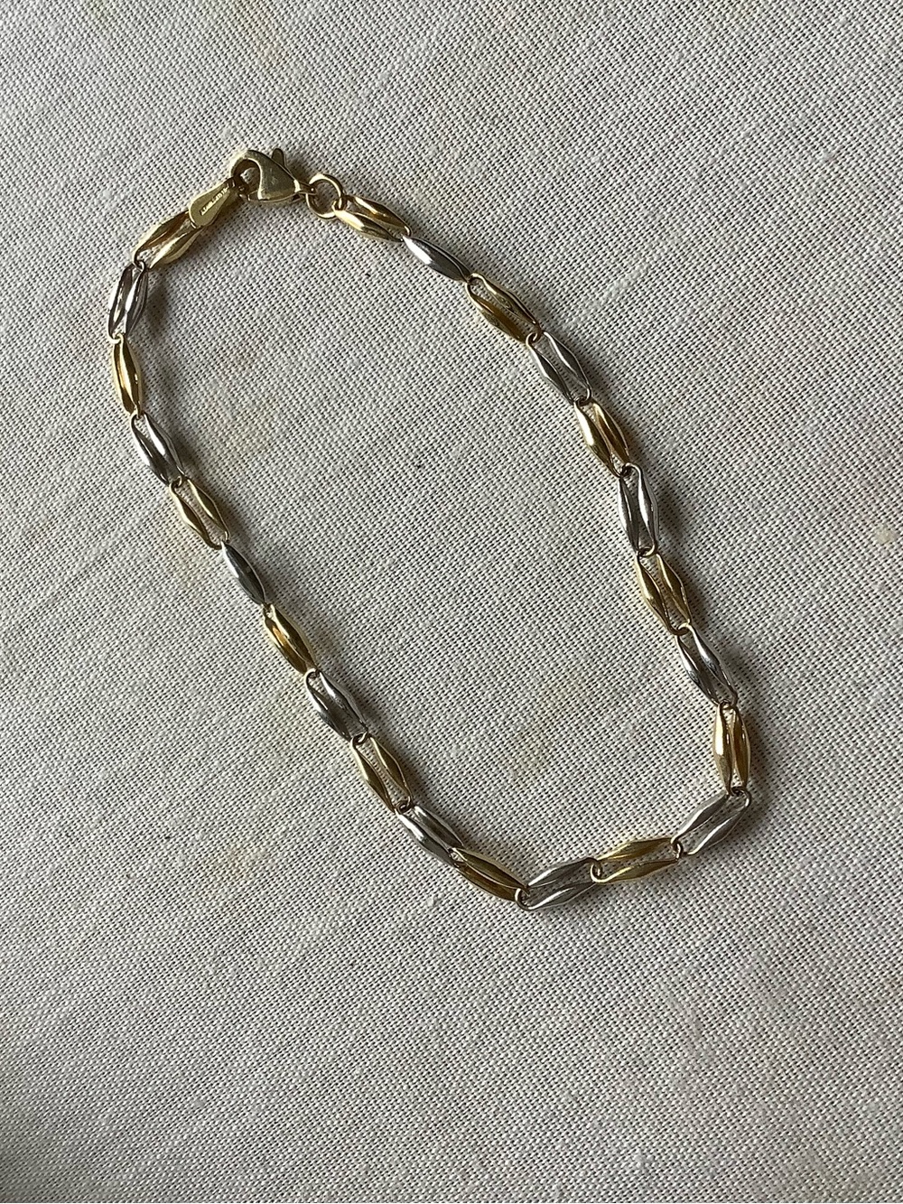 14k Gold Two-Tone Gold and Silver Chain Bracelet - Women's Jewelry